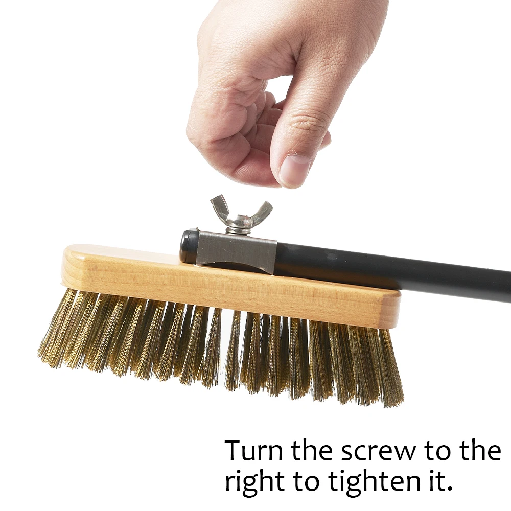 Onilini 12/13/14inch with Brush Hard Anodized Pizza Peel Long Handle Commerical Pizza Oven Cleaning Brush Oven Accessories