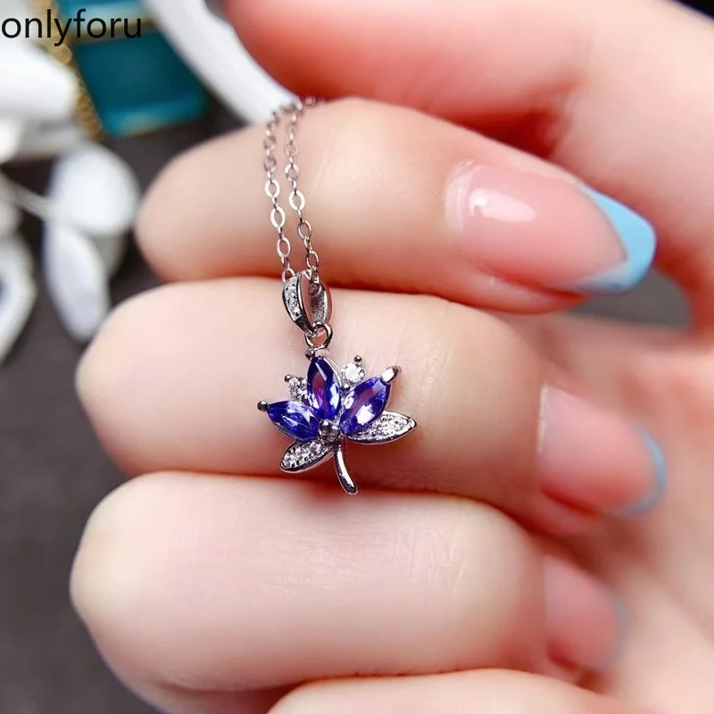 100% Natural Tanzanite Pendant 2.5Mmx5Mm Tanzanite Necklace Pendant Fashion 9256 Silver Lock And Key Pendant For Young Girl