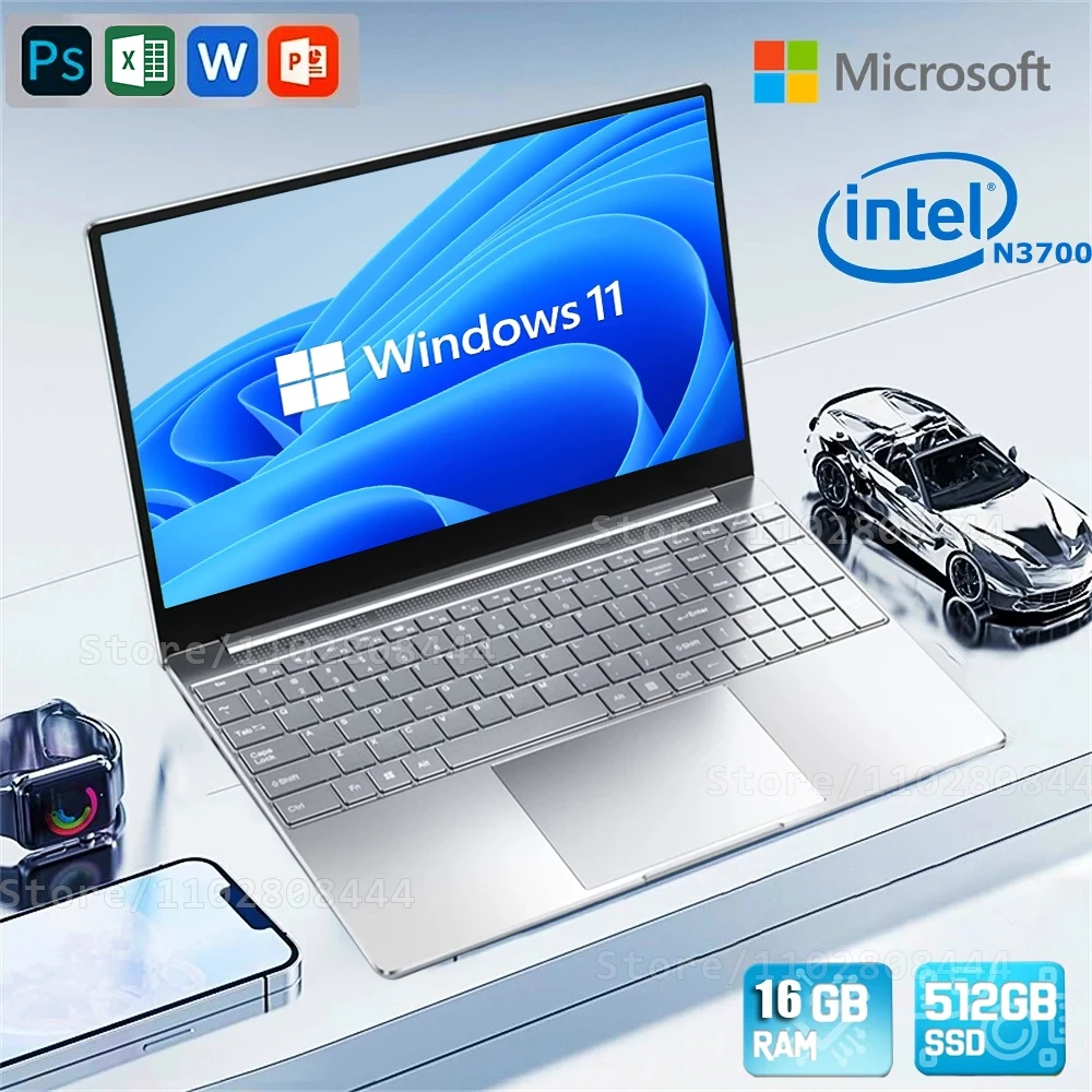 

2024 ноутбук компьютер Windows 11 ноутбук 14,1 дюймов Intel Celeron N3700 16 ГБ 512 ГБ разрешение 1920*1080 офисный учебный ПК компьютер