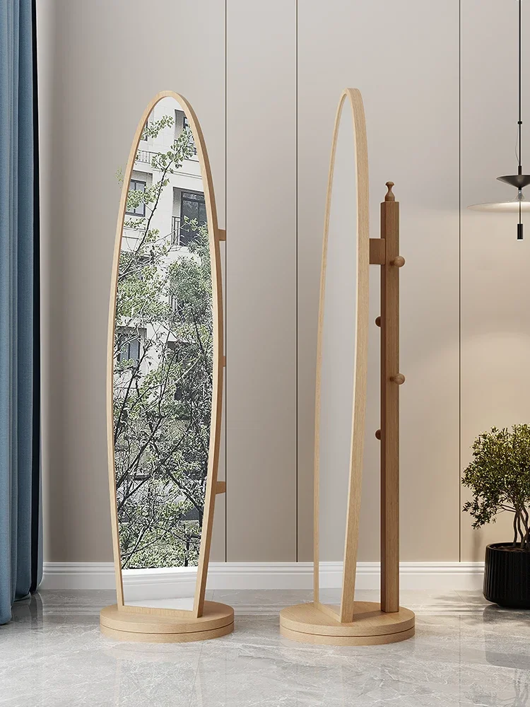 Dressing Mirror Full-Body Floor Mirror Household Coat Rack Integrated Full-Length Living Room Movable Rotating Large