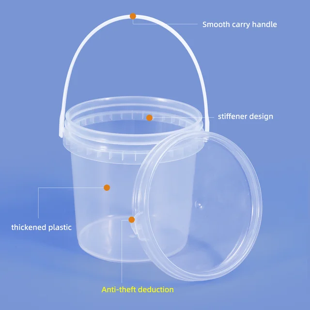 Transparent Plastic Bucket with Handle and Lid Good Sealing Storage  Container Portable Laundry Condensation Bead Storage Box