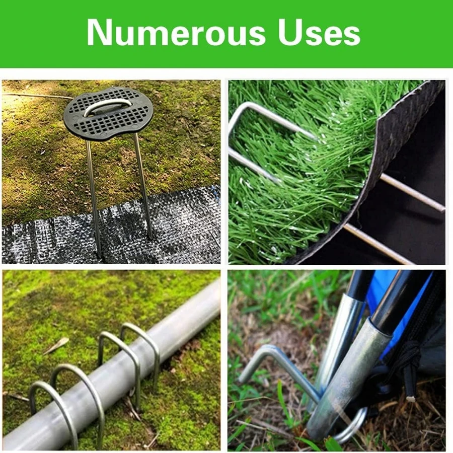 Stainless Garden Stakes Landscape Staples Set Mats Precision Hook Grass Sod Weed Barrier Fabric Artificial 50 Packs garden staples