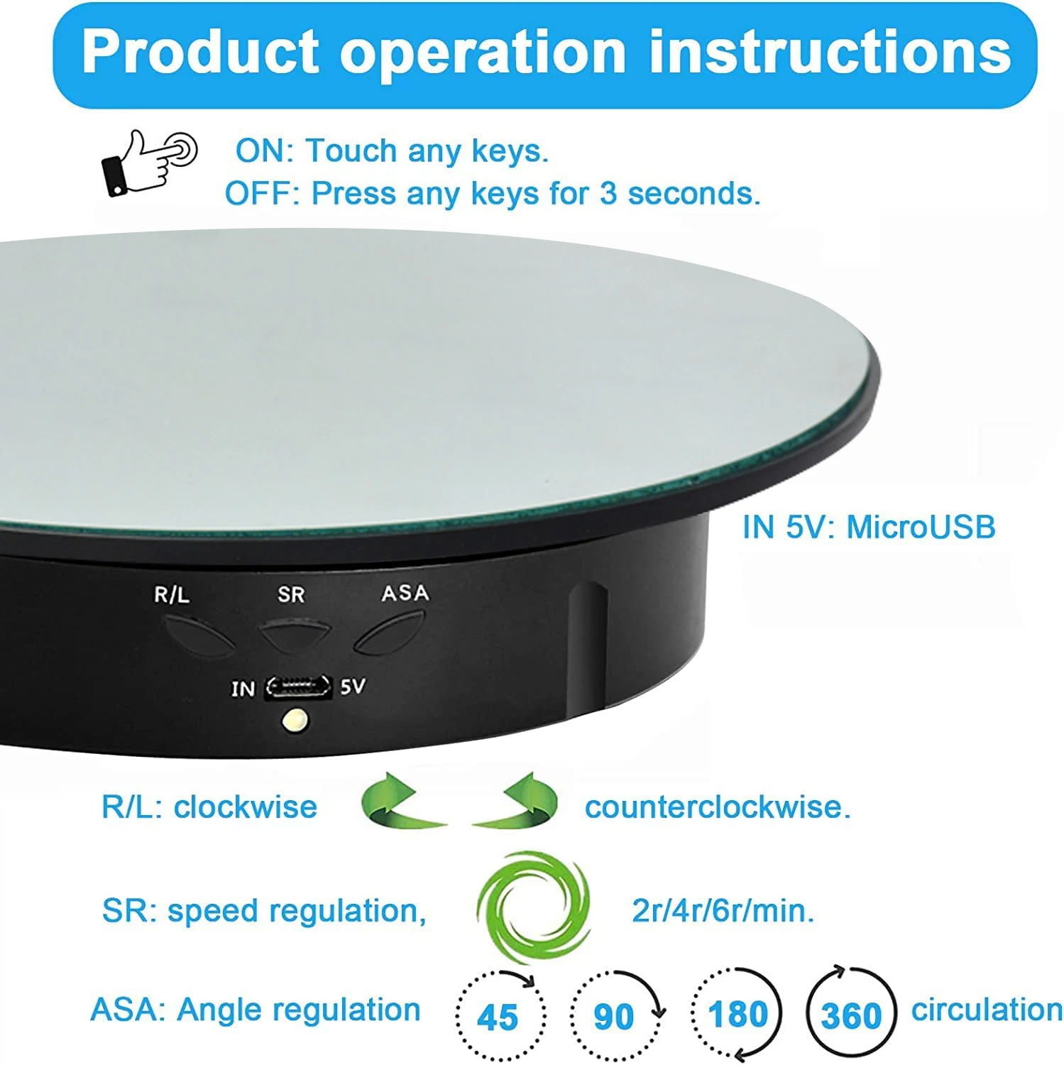 Rotating Display Stand Motorised Three Speeds Turntable Rotating Holder USB Power Supply Rotating Shooting