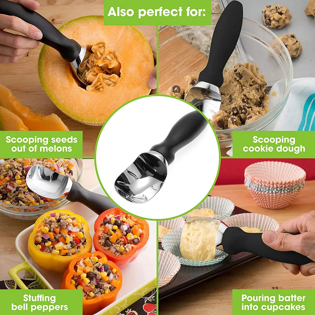Heavy Duty Ice Cream Scoop Nonslip Alloy Fruit Scoop Desert Spoon Coffee Spoon Ice Cream Home Kitchen Accessories