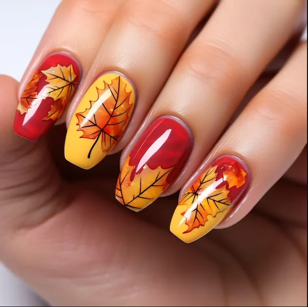 Maple Leaf Nagel Stamping Platten Herbst Winter Blätter Design Polnischen Schablone Nagel Druck Stempel Bild Maniküre Form Schablone Werkzeuge – Detail 3