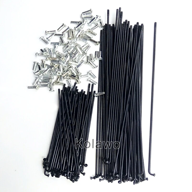 Bicycle Spokes 25Pcs 13G Bicycle Spokes With Nipples Black Steel Mountain/Road Bike 2.3mm High Strength Electric