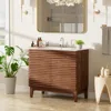 36" Bathroom Vanity with sink,Freestanding Vanity sink with Storage, Particleboard Frame with Wood Grain Laminate, Walnut 6