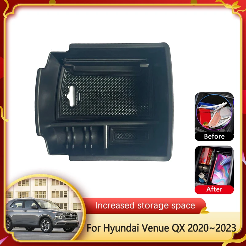 

for Hyundai Venue 2022 Accessories QX 2020~2023 Car Central Armrest Storage Box Card Phone Holder Pocket Organizer Container
