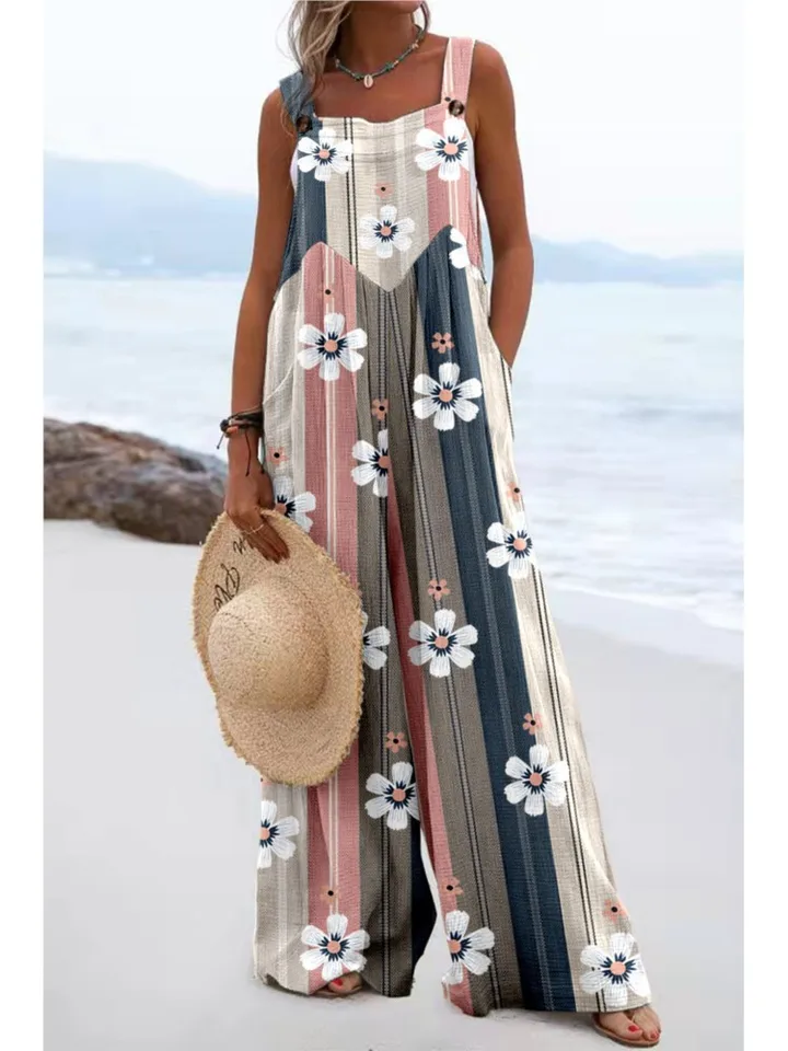 Femme Combishorts Été Sans Manches Combinaisons Casual Chic Jumpsuits