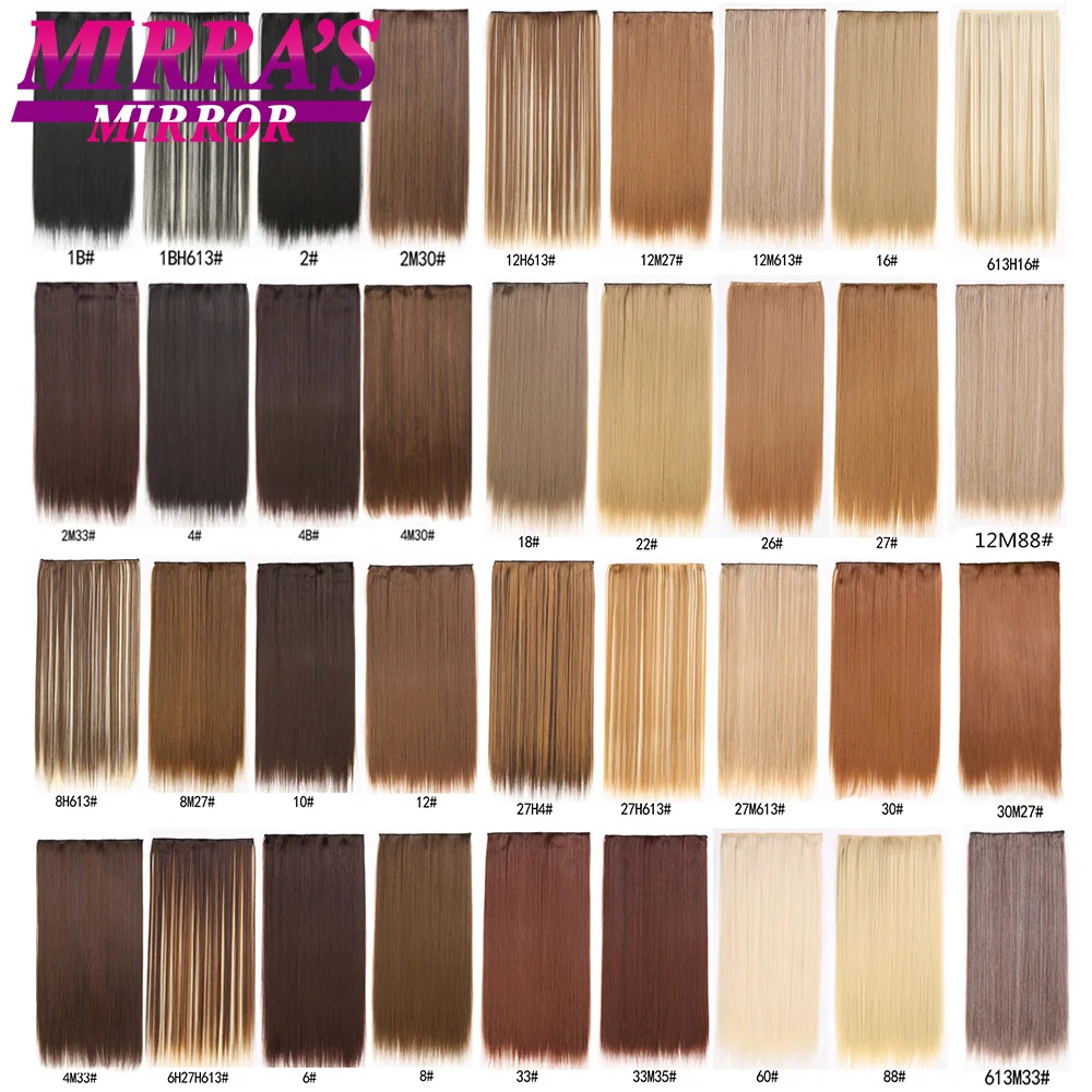 Synthetic Clip In Hair Extensions Long Straight Hairpieces 5 Clips in One Piece Hair Extension Multi Colorful Hair Piece images - 6