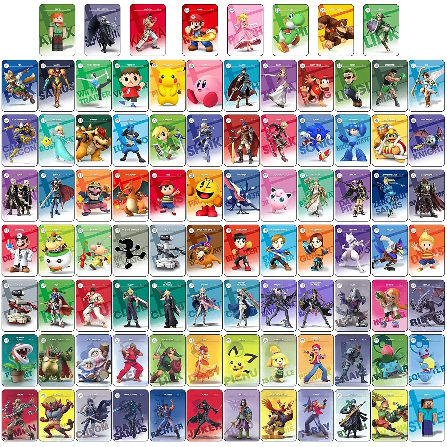 

94 Pcs Amiibo Smash Bros Cards Amiibo Smash Bros Ultimate Steve Amiibo Crossover Card Smash Bros Ultimate Bowser Full Set