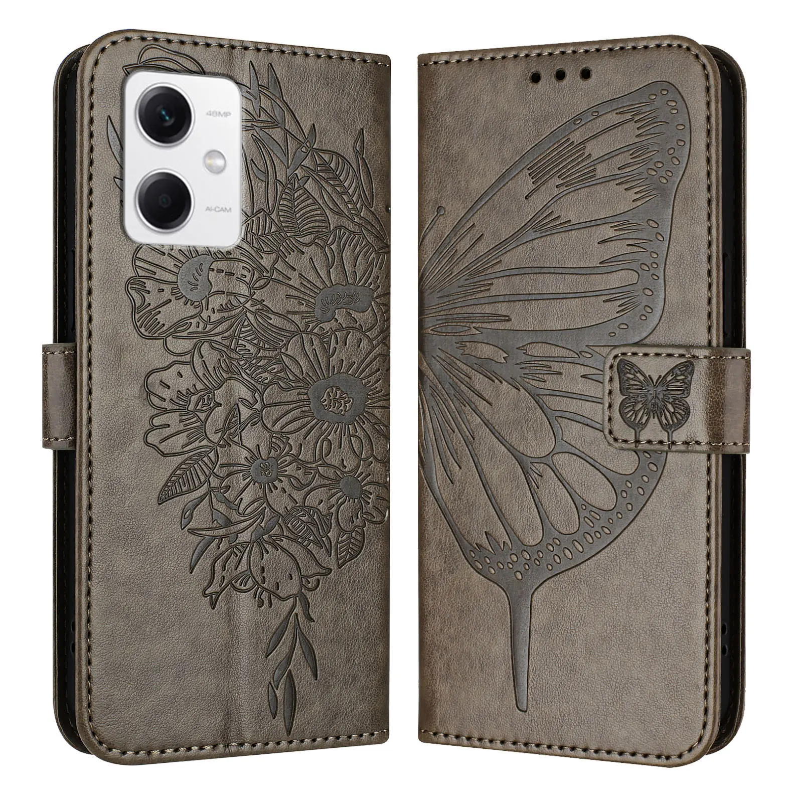 Classic Embossed Leather Flip Wallet Phone Case with Card Slot