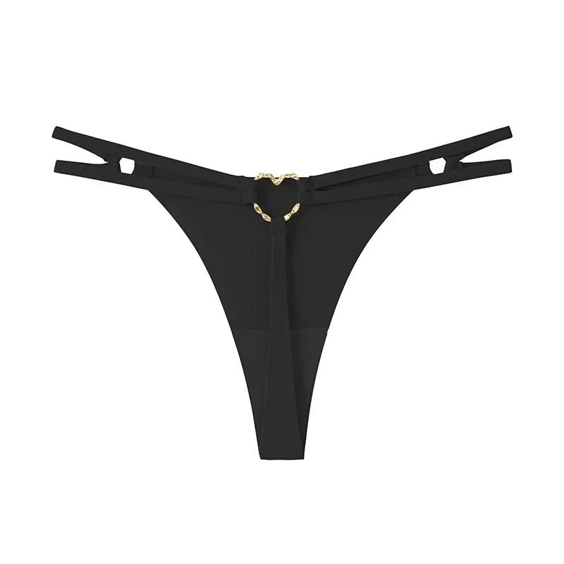 Women’S Low Rise Thong Sexy Panties Double Love Buckle Strap G-String Sports Thongs Breathable Underpants for Fine Womens Белье