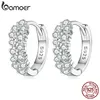 Bamoer 925 Sterling Silver Shiny Zircon Ear Buckles for Women Luxury Earrings Fine Jewelry Anniversary Gift BSE730