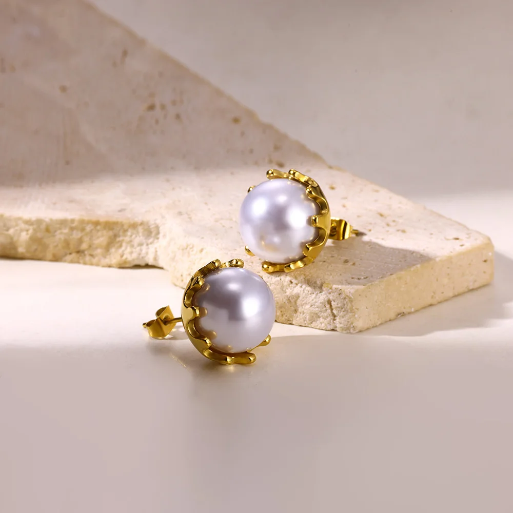 Pearl Earrings Stainless Steel for Women