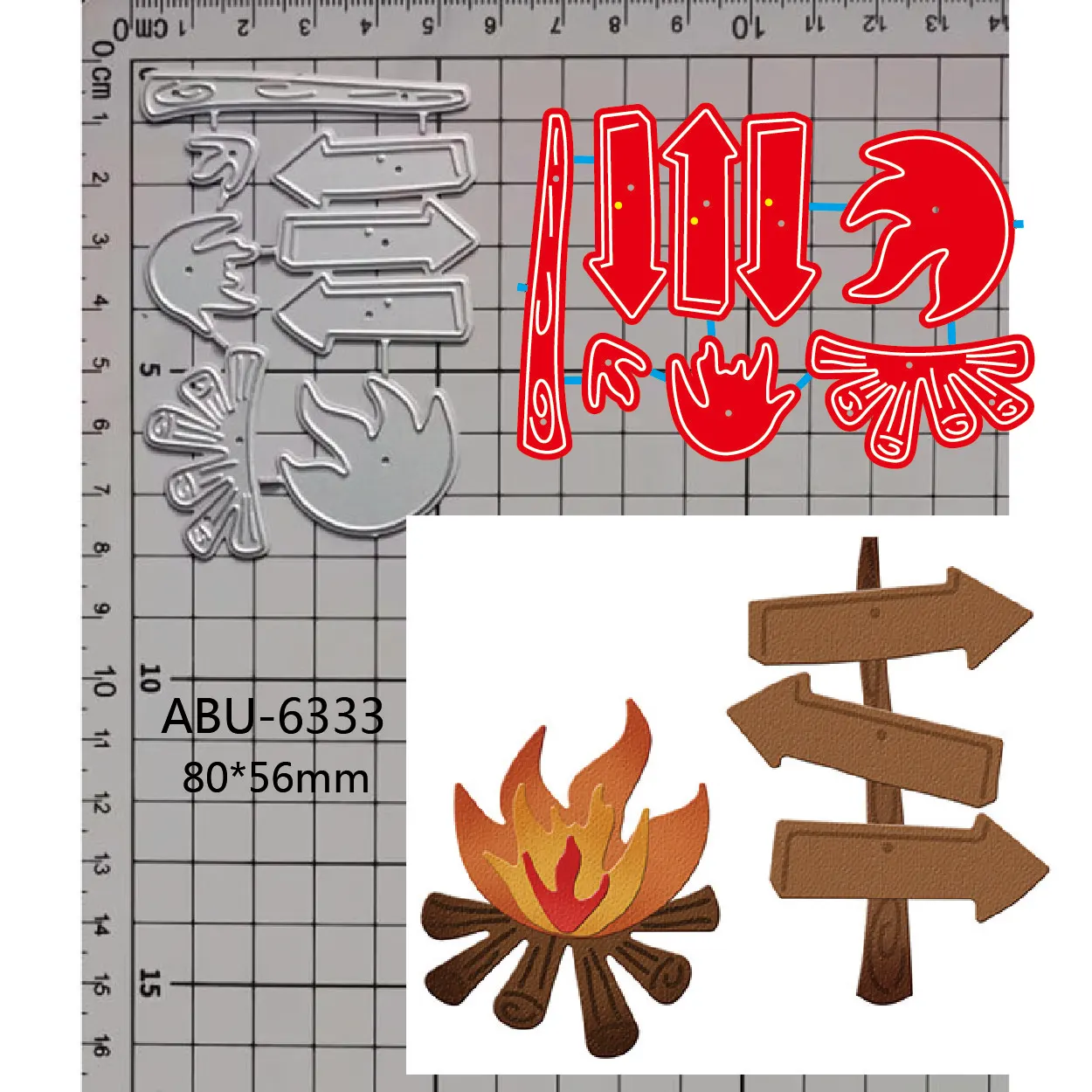 2023 New Metal Cutting Dies Road Sign Fire Pile Fai Da Te Scrapbook Paper Craft Knife Mold Blade Punch Stencil Dies