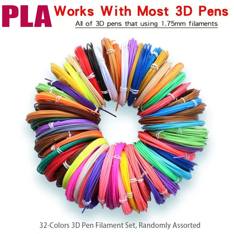 PLA 필라멘트 1.75mm 10/15/20/32 색상 3D 프린팅 펜용 3d 펜 브러시 라인 3m/5m 색상당 다양한 재료 세트 조합