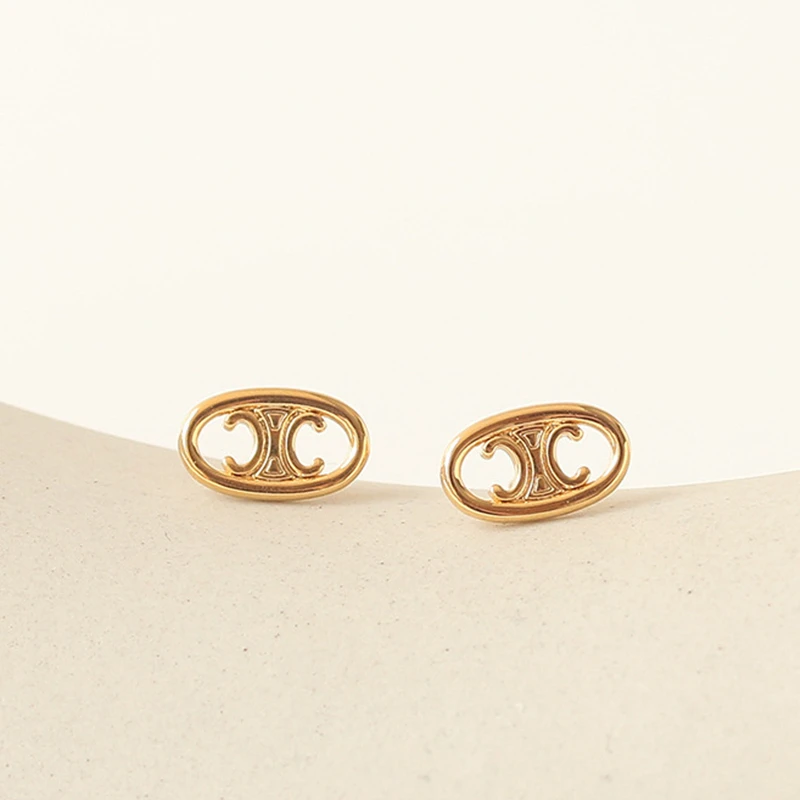 

2023 New Trendy Brass Gold Plated Stud Earrings Copper Earring For Women Fashion Accessories Wedding Gift