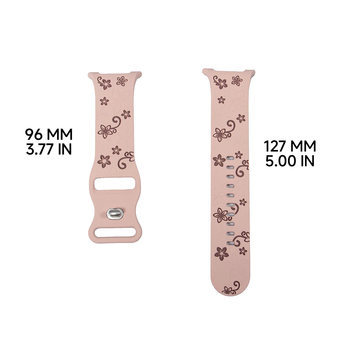 Two-Tone Engraved Flower Sport Silicone Band - No Gap Bracelet