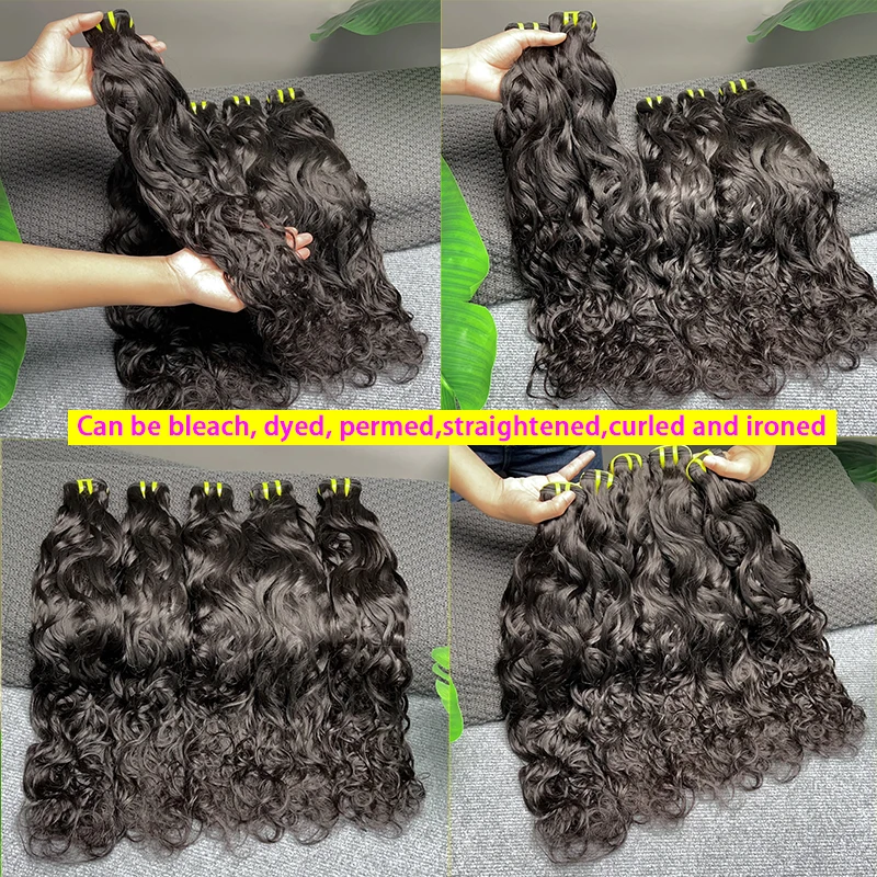 Vietnamese Water Wave Bundles Human Hair Raw Virgin Hair Weave Extensions Natural Wavy 100% Human Hair Double Weft Natural Color 4