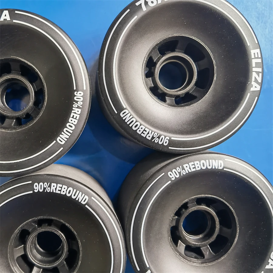ELIZA Longboard Skateboard Räder 100*56mm SHR78A, 90% Rebound Elektrisches Longboard-Rad mit Stoned-Oberfläche in Weiß, Schwarz, Gelb zur Auswahl – Detail 4