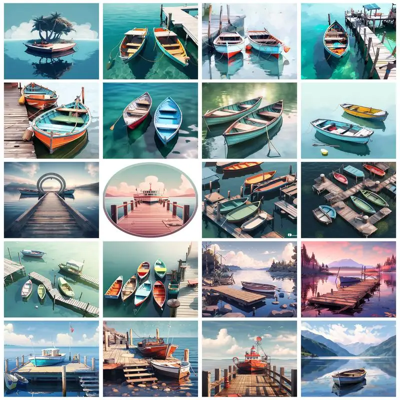 

SDOYUNO Painting By Numbers Acrylic Boat Picture Paint Diy Set Framed Wall Art Modern Livingroom Decorations For Home