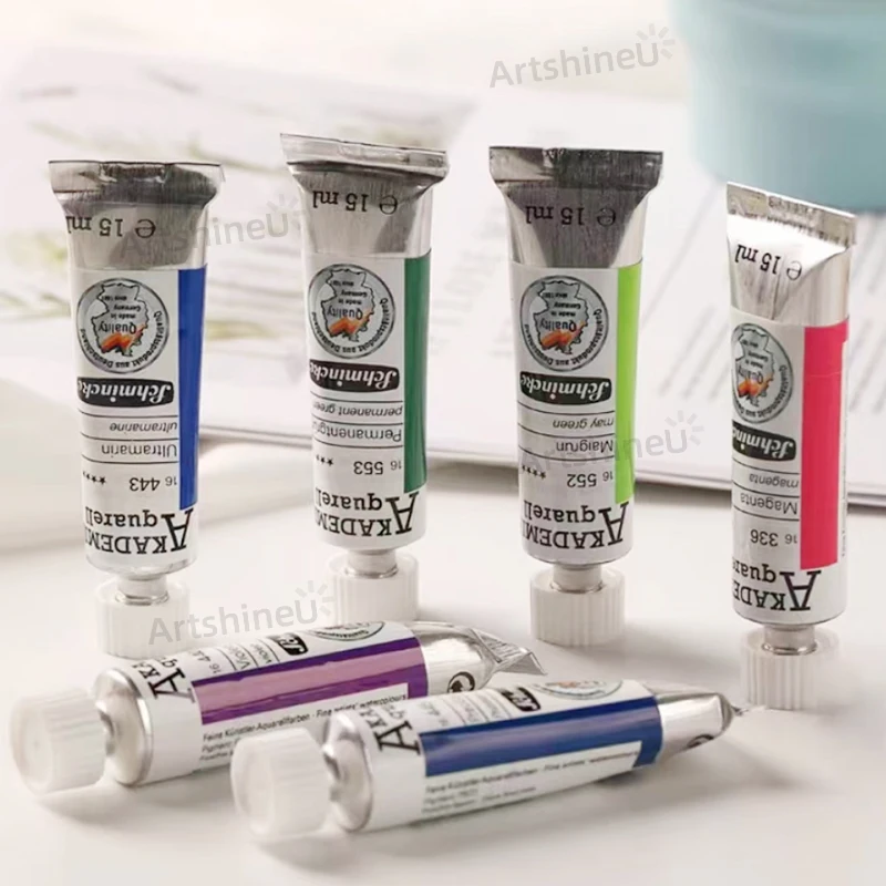 24 Colors Premium Water Color 15ML Tin Tube for Schmincke Akademie Aquarell-College Watercolor Artist Student Art Supplies