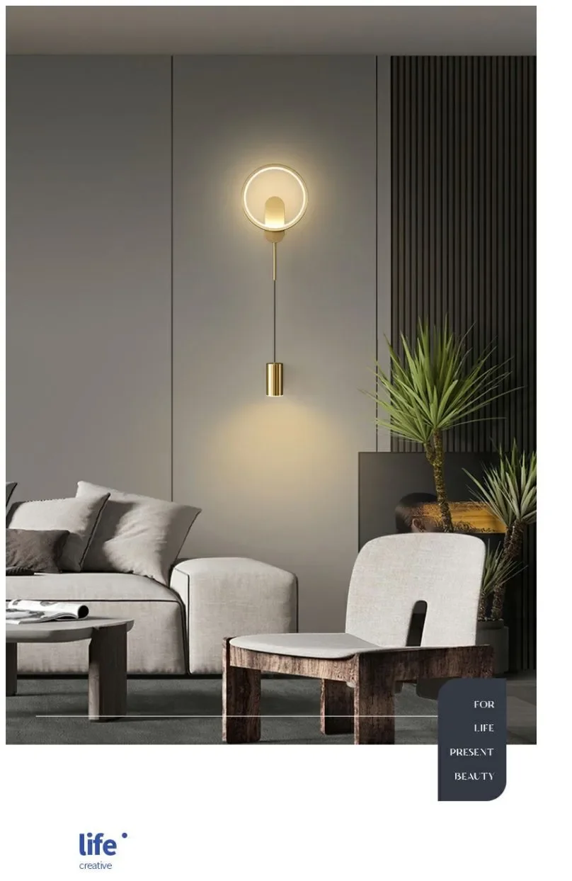 Description Picture 2 of itemModern Led Indoor Wall Lamp Bedroom Bedside Decoration Living Room Stair Wall Light Sconce Golden Luminaire Nordic Wall Light