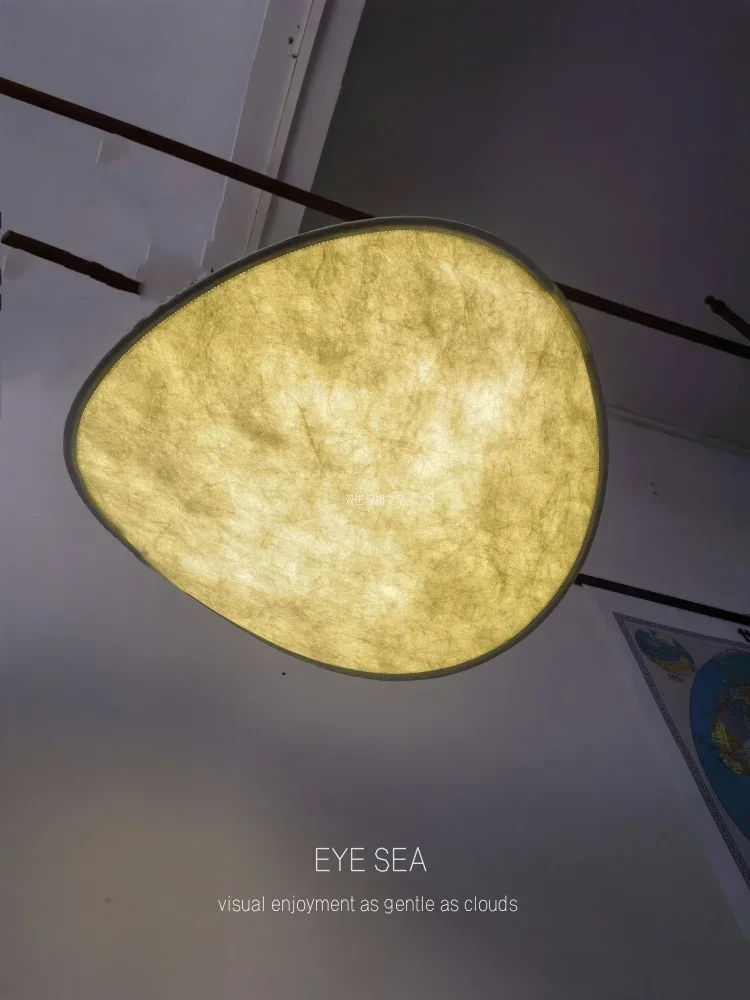 Japanese Wabi-sabi Style Minimalist LED Chandelier for Bedroom Living Room Home Decor Modern Gentle Paper Fabric Pendant Lights 3
