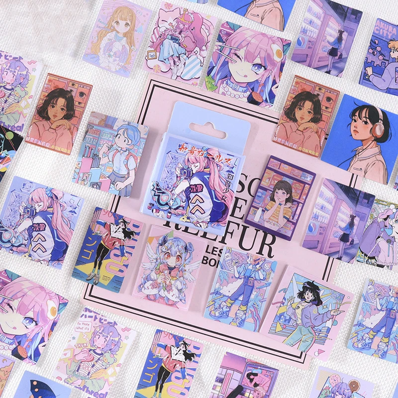 

5 Boxes Cute Girl Seal Stickers Cartoon Scrapbooking Label Diary Album Phone Cup Junk Journal Planner Material Stationery