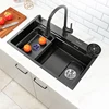 Nano Stainless Steel Kitchen Sink Topmount Large Single-slot  Bowl Wash Basin For Home Fixture With Kitchen Faucet Drain Cup 1