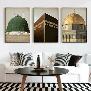 Islamic Masjid Mosque Allah Mecca Medina Kaaba Sacred Place Posters Canvas Painting Print Wall Art Pictures Living Room Decor