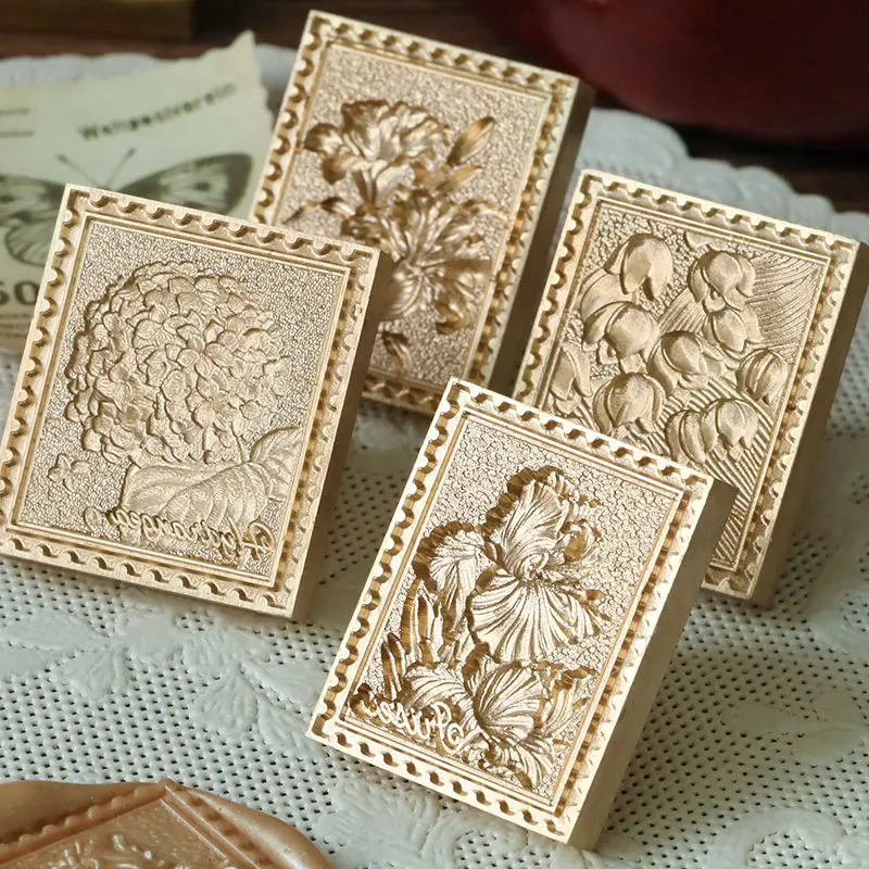 

Brass Fire Lacquer Wax Seal Head, Lily, Lily, Bell, Orchid, Literary, Three-Dimensional Relief, Vintage Envelope