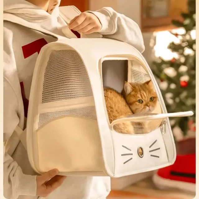 Portable Cat Bag Breathable Comfortable Pet Backpack Go Out Foldable High-capacity Pet Supply Convenient Durable Cat Backpack 3