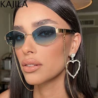 Lunettes De soleil hexagonales à petite monture pour femmes, Sexy, avec chaîne, marque De luxe De styliste, Punk, nuances Gafas De Sol, 2026 4