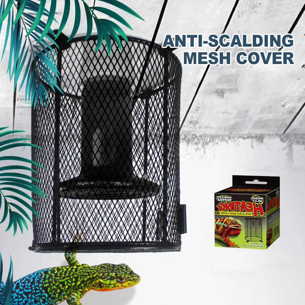 Nomoypet Reptile Anti-scalding Lampshade Lizard Turtle Heating Lamp Mesh Cover Round/Square Bulbs Metal Mesh Cover