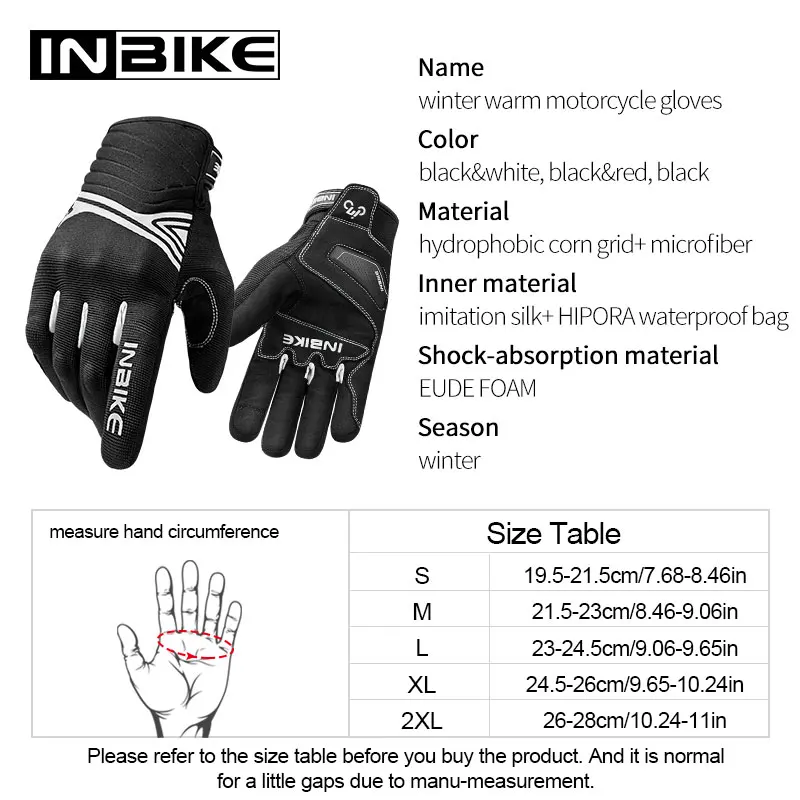 INBIKE Winter Motorcycle Gloves for Men Hard Shell Motorbike Gloves for Riding Touch Screen Racing Motocross Gloves Shockproof 6