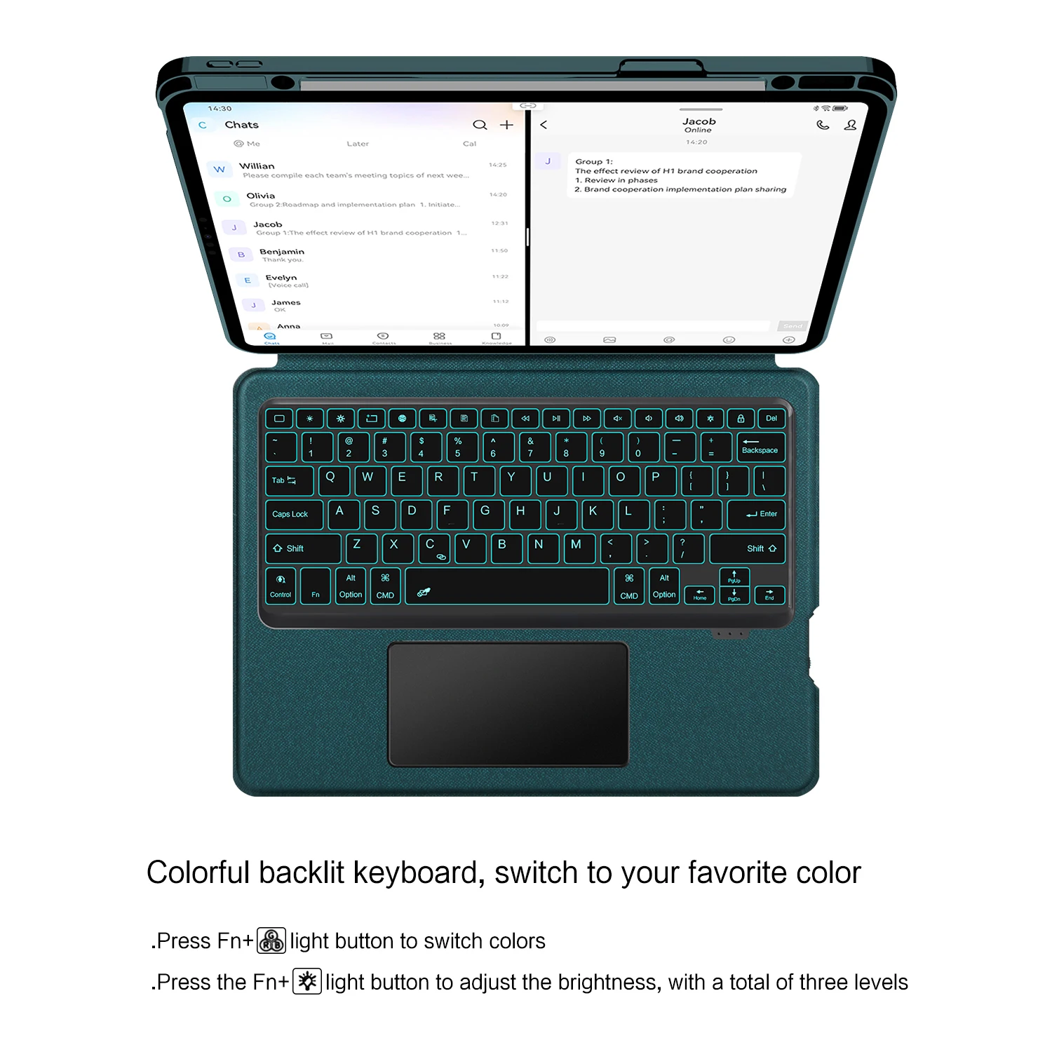 TQQ IPad 10th Generation Case With Keyboard (10.9", 2022),iPad Keyboard Case For 10.9" 10th Gen, Detachable - Pencil Holder - Flip Stand Cover - Keyboard Case For IPad 10th Gen 10.9 Inch 2022 Green - View #3