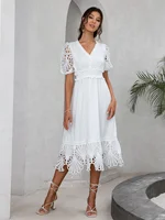 Elegant V-neck white dress
