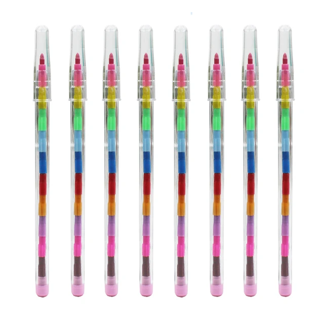 Rainbow Pencils Stackable Crayons Creative Rainbow Colored Pencils For Kids  12-Color Stacking Pen Favor For