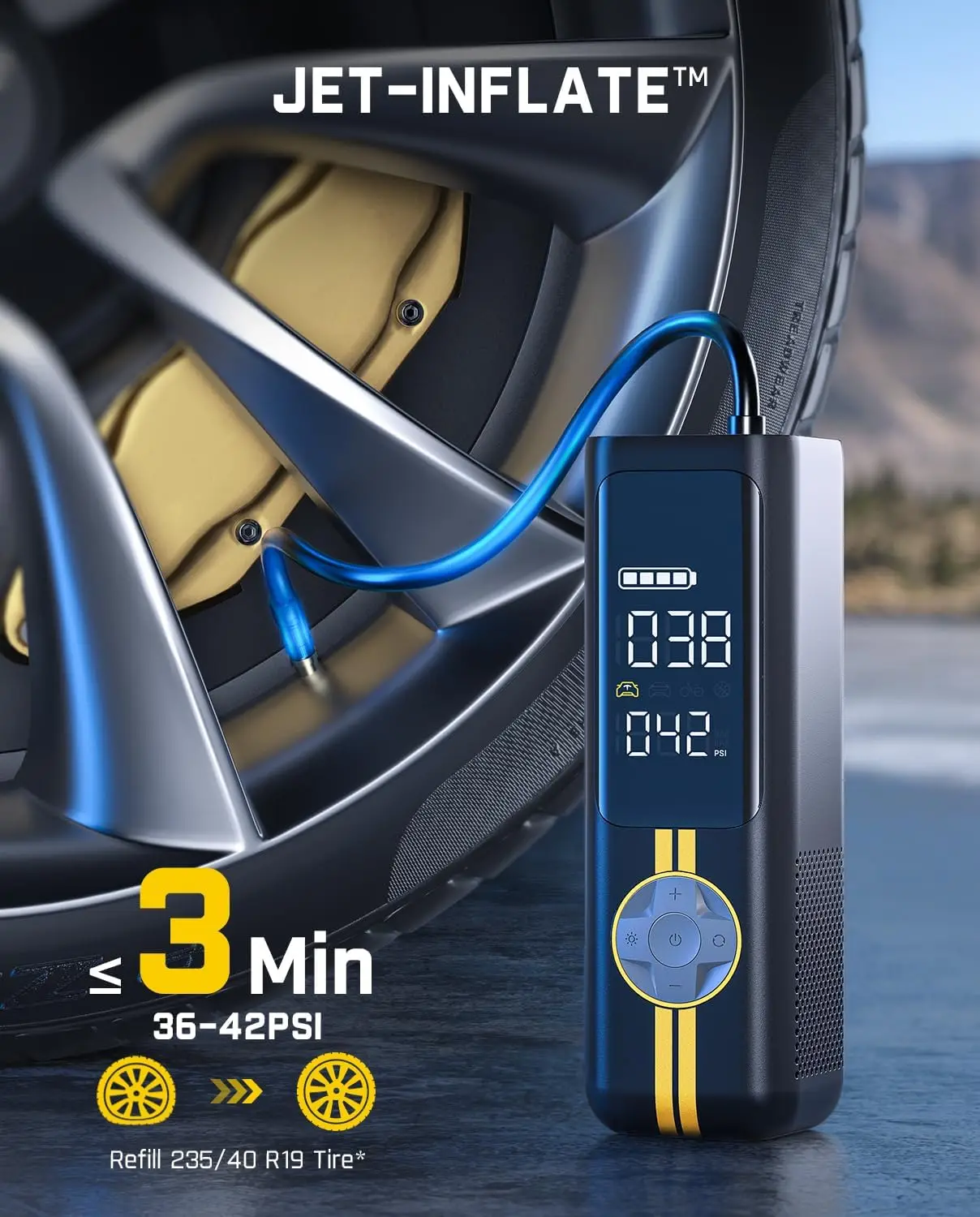 Portable Tire Inflator, 150PSI Cordless Air Pump for Cars, Bikes, and Balls with Fast Inflation