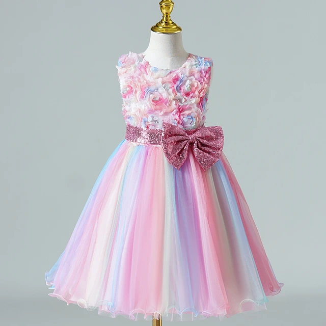 wybzd Kids Girls Clothes Flower Tutu Dress Cotton Patchwork Princess Party  Wedding Formal Occasion Dress Pink 6-7 Years - Walmart.com