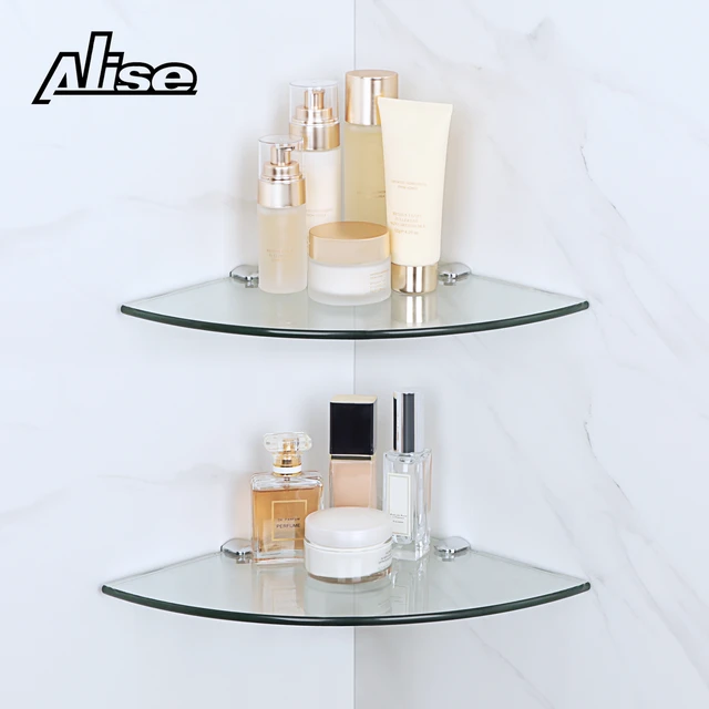 Estantes de baño para ducha, estante de almacenamiento de vidrio para baño,  montaje en pared, organizador de champú, accesorios de baño - AliExpress