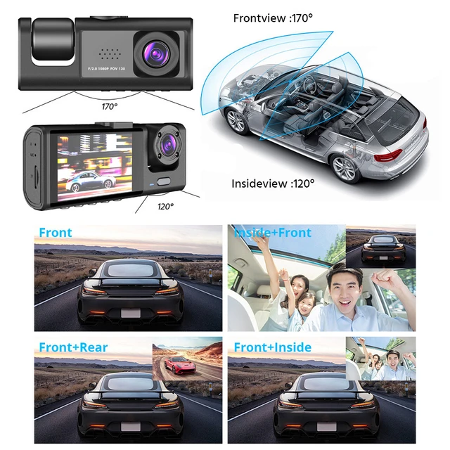 Xiaomi MIJIA 3 Channel Dash Cam Front Inside Rear 3 Way Car Dash Camer –  AOOKMIYA