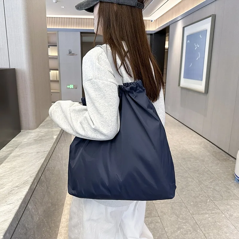 Large Reusable Shopping Bag Portable Oxford Fabric Waterproof Drawstring Foldable Simple Organizer Storage Shopper Handbag 3