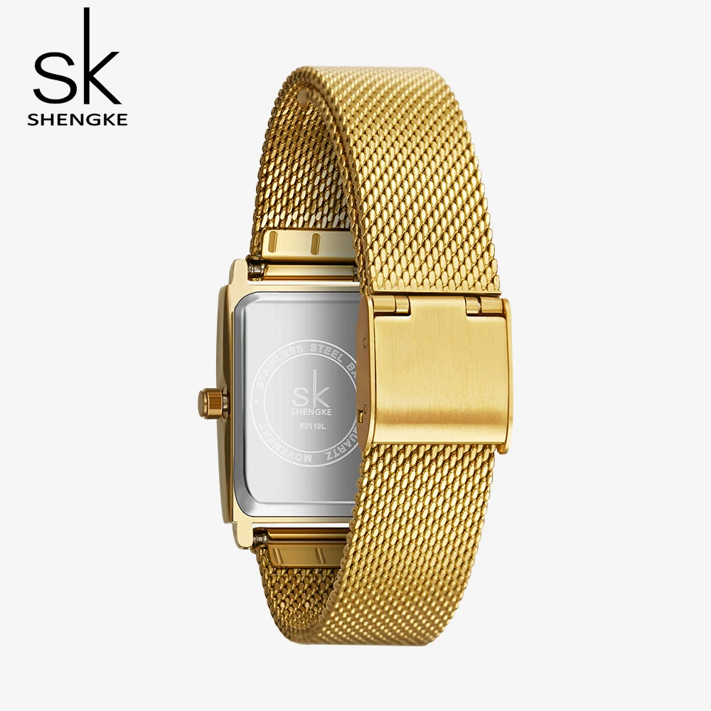 Gold Slim Watch For Women Delicate Rectangle Dial Design Watch Women Waterproof Quartz Women's Watches Mesh Womens Watch