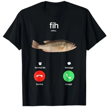Fih Calling Remind Me Message Decline Accept Phone Call Fish T-Shirt Funny Fishman Graphic Outfit Short Sleeve Blouses Novelty 1