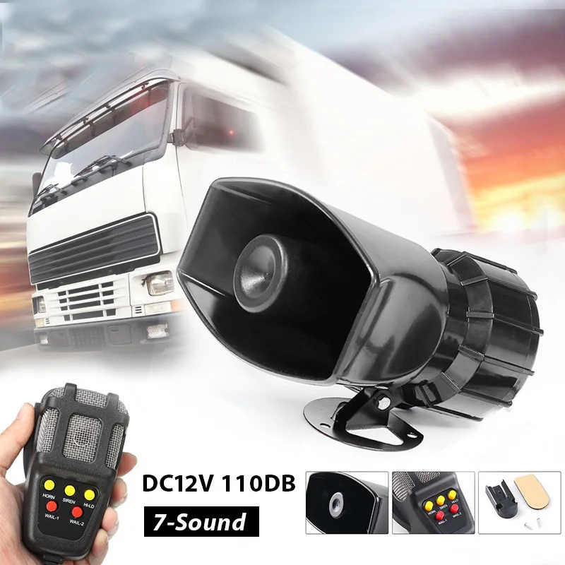 Car Horn Loud Multipurpose Speaker Police Siren Air Horn Megaphone Alarm Emergency Motorcycle 12V 100W Multi-tone & Claxon Horns car siren horn car air horn motorcycle horn