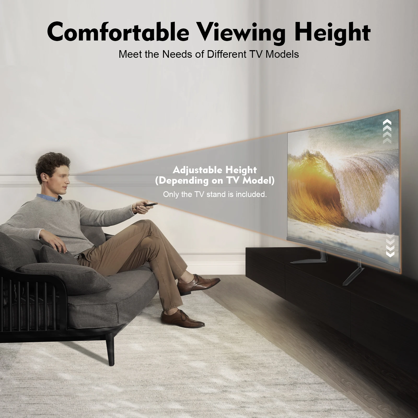 Universeller Tisch-TV-Ständer, maximale Belastung 35 kg, höhenverstellbarer Sockel mit bohrfreier Montage für 32-70 Zoll LCD-Fernseher – Detail 5