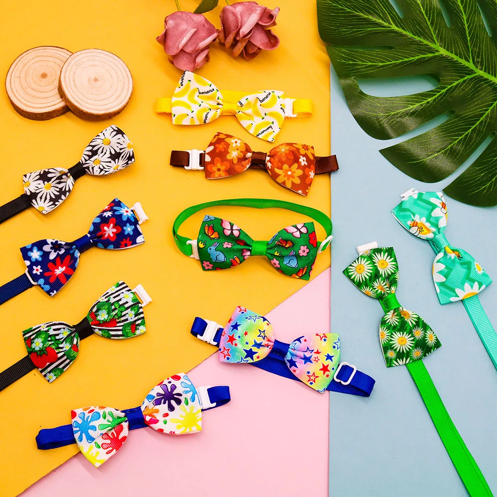 20PCS 여름 작은 개 나비 넥타이 해바라기 애완 동물 강아지 Bowties 칼라 여름 애완 동물 미용 액세서리